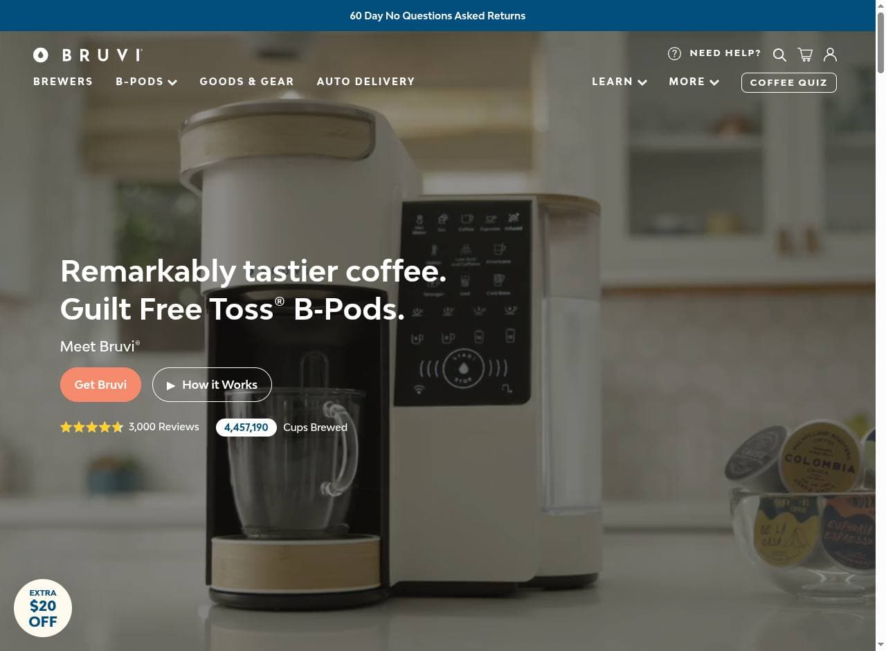Bruvi storefront homepage