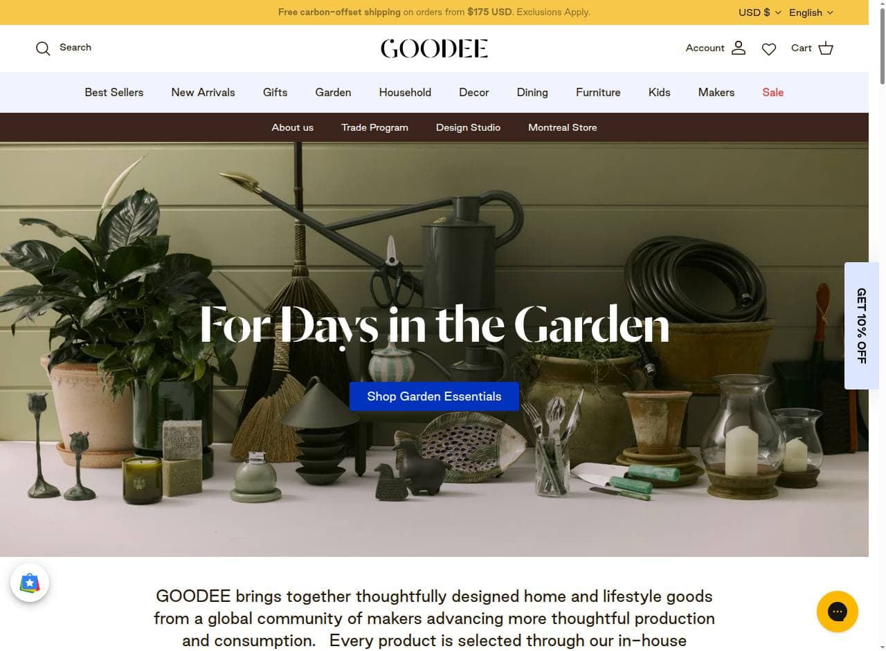 Goodee storefront homepage