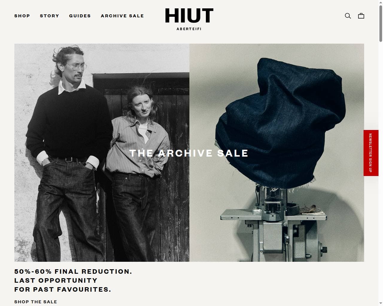 Hiut Denim storefront homepage